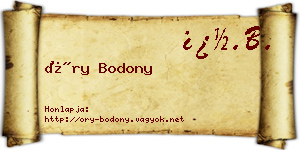 Őry Bodony névjegykártya